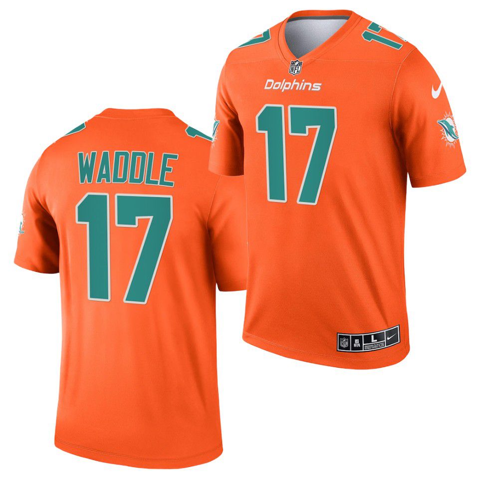 Men Miami Dolphins 17 Jaylen Waddle Nike Orange Inverted Legend NFL Jersey